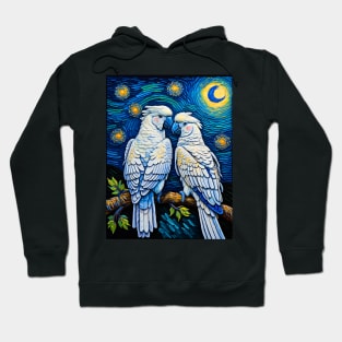 White Cockatoo in starry night Hoodie